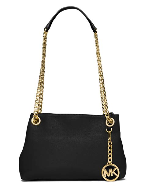 michael kors jet set chain shoulder bag black|michael kors chain strap handbags.